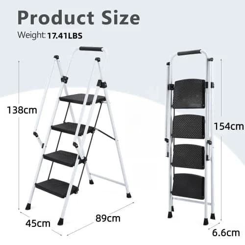 Trappestige, Robust Stål, Skridsikker Design,Sort Hvid