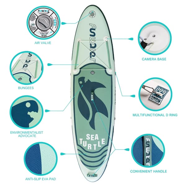 Oppustelig Paddle Board, Skridsikker Overflade, Letvægtsdesign,Blå