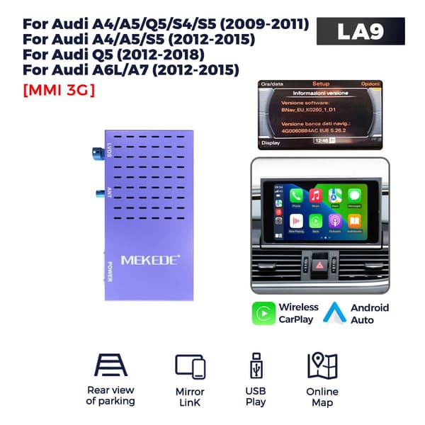 Decoderboks, Wireless CarPlay, Android Auto Retrofit Kit,LA9-AU3G
