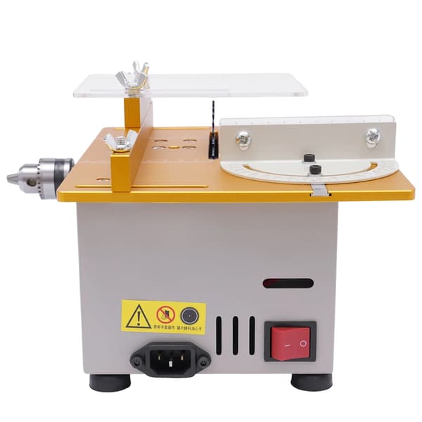 Mini bordsav, justerbar bladdybde, kompakt design,220V-240V EU Stik, Lys Gul