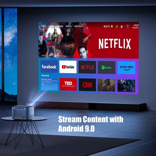 Projektor, Full HD opløsning, trådløs forbindelse,EU-stik
