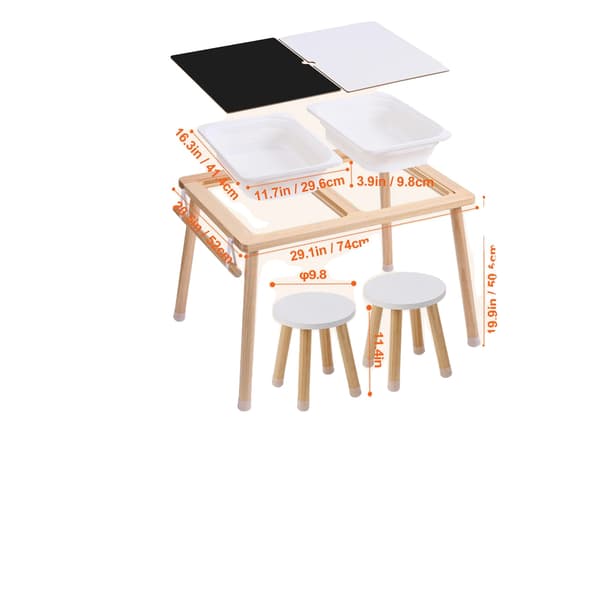 Sensorisk Tabel, Dobbelt-Sidet Bordplade, Foldbare Opbevaringskasser,Stol
