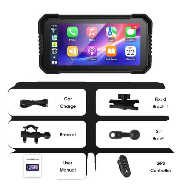Motorcykel GPS-navigering, trådlös CarPlay, stöd för Android Auto,Carplay Pro