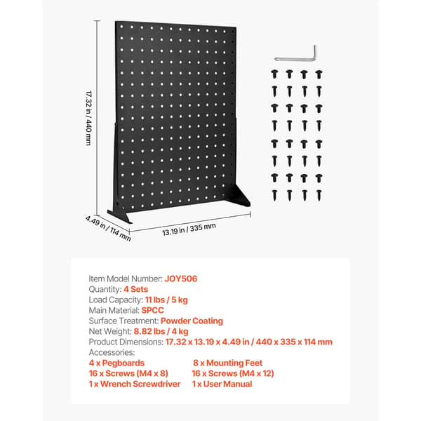 Pegboard Display Stativ, Holdbart Stål, Kompakt Design,4stk