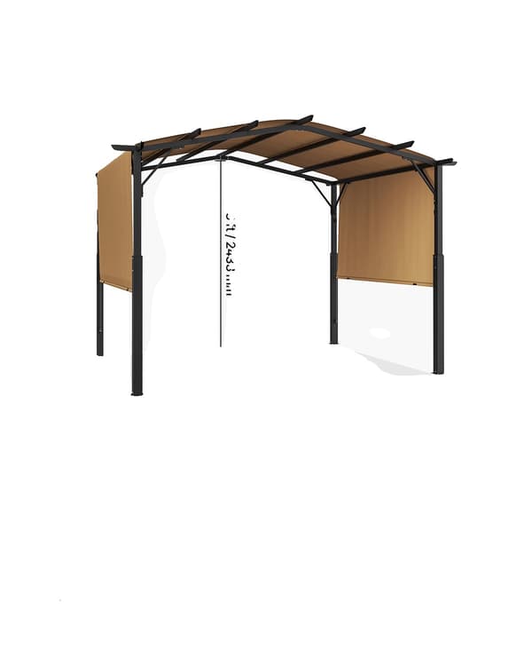 Utomhuspergola, Bågformad Toppdesign, Utdragbar Markis,10x10ft