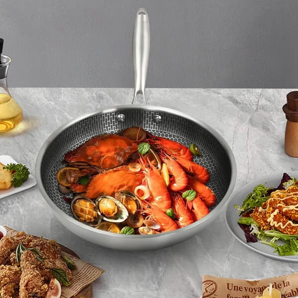 Wok, Non-Stick Yta, Repfria Beläggning,Mörkgrå, 32 cm