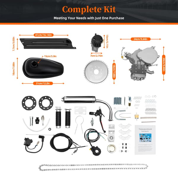 Cykel Motor Kit, 80CC, 2-Takts Ydelse,80CC
