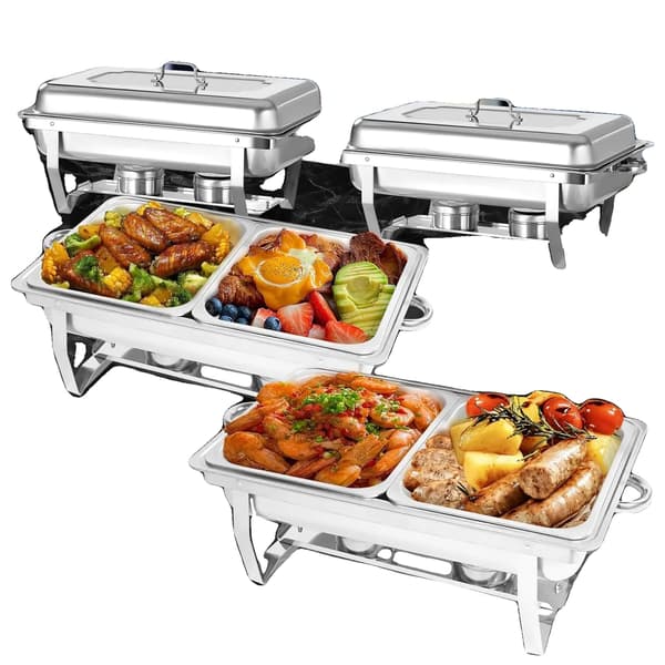 Chafing Dish Sæt, Rustfrit Stål, Temperaturkontrol,4 Pakke 1 2 GN