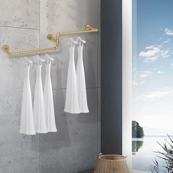 Klädstång, Väggmonterad, Robust Metalldesign,Guld