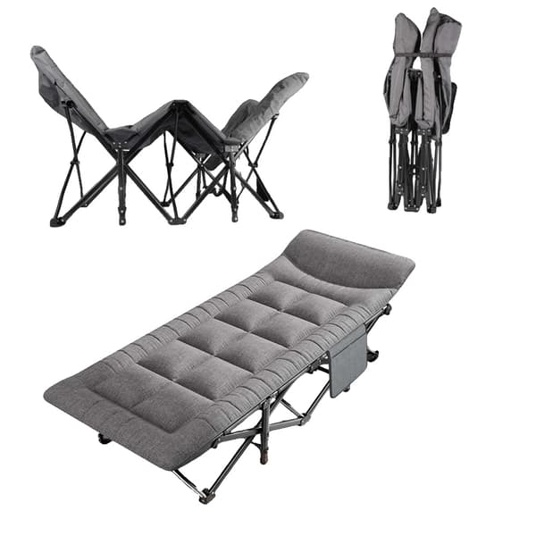 Campingbed, integrerad kudde, robust stålram,1*Utomhus Camping Säng