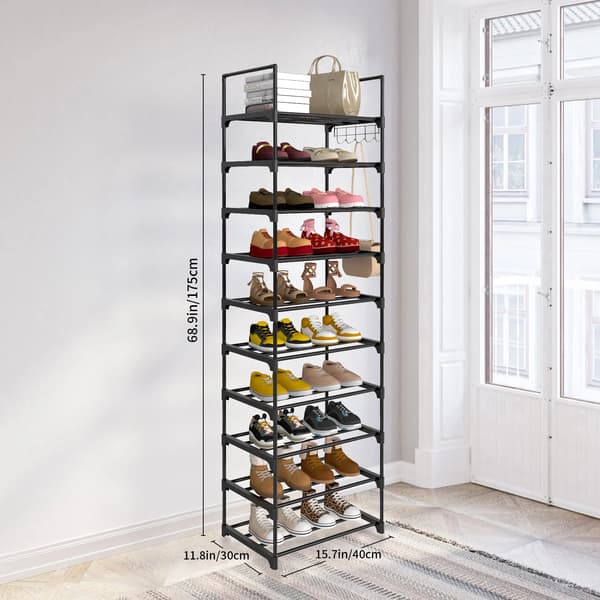 Sko Rack, 10 Niveauer, Pladsbesparende Design,TM-XJ-10