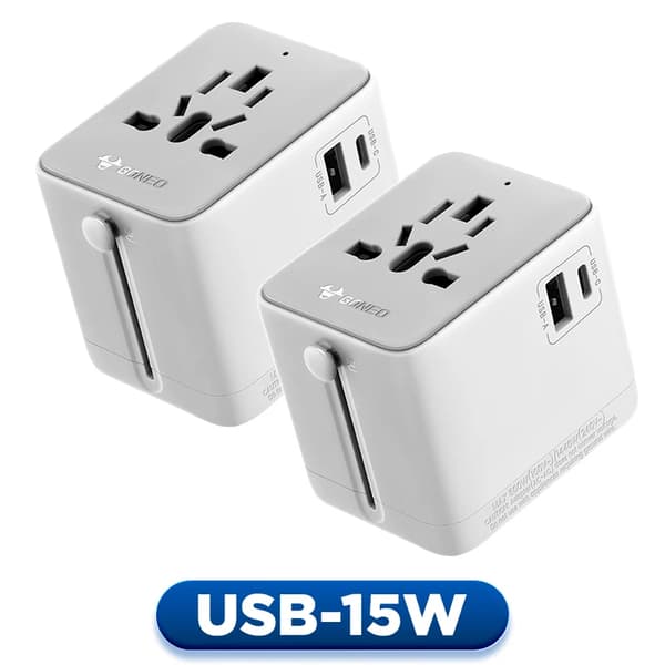 Rejseadapter, Universel Kompatibilitet, Forbedrede Sikkerhedsfunktioner,Grå 15W*2