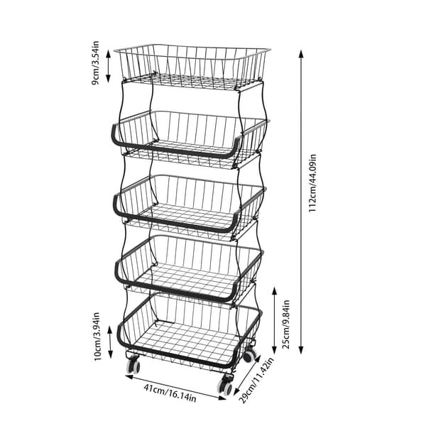 Opbevaringskurv, Multi-niveau, Rullende Design,sort