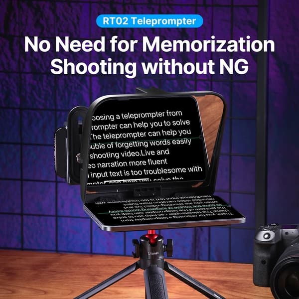 Teleprompter, Foldbart Design, Ingen Lyslæk Baffle,sort