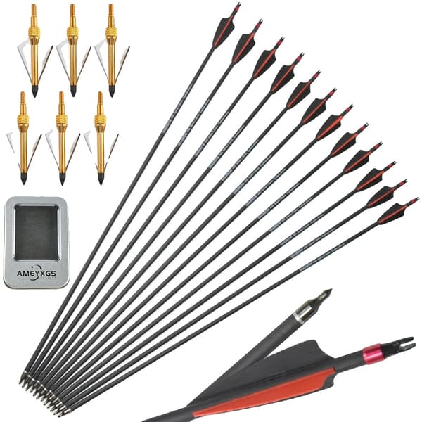 Pile, Kulstofkonstruktion, 100 Grain Stål Broadhead,sæt1