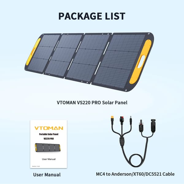 Solpanel Kit, Bærbar Design, Høj Effektivitet,VS220 PRO