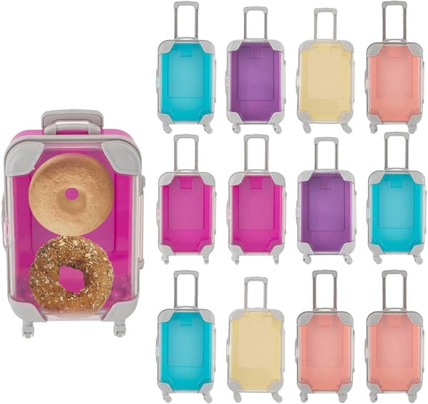 Mini Rejsetrolley Kufferter, 12 Stykker, Rektangulær Form, 4 Hjul Hver, ABS Materiale, Multifarvet Sæt