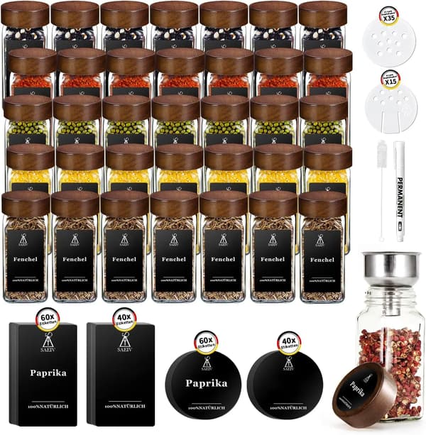 Kryddburksset, Glasmaterial, Miljövänlig Design,35PCs 120ml