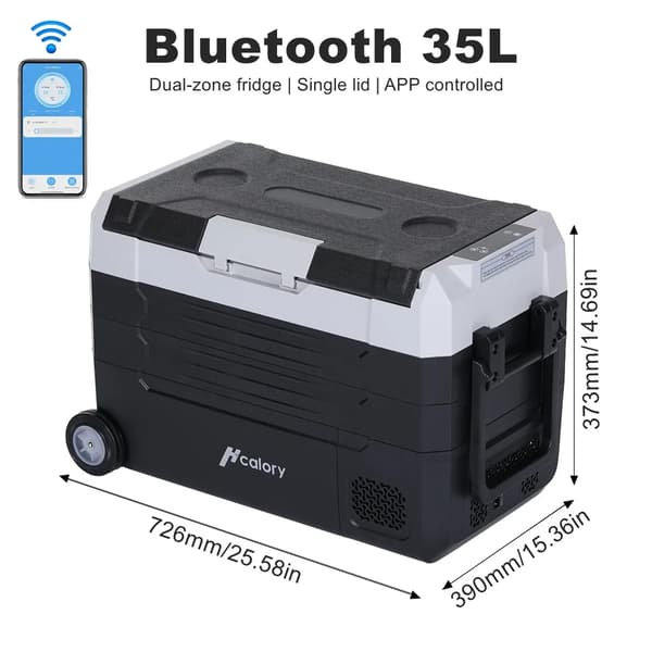 Bilkøleskab, Dobbelt Zone Kold, Bærbart Design,Bluetooth 35L
