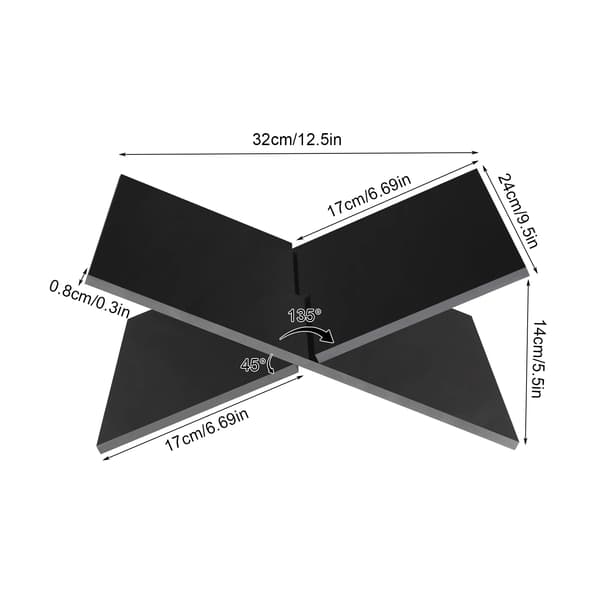 Acryl Bogstand, X-formet Design, Pladsbesparende Funktionalitet,sort