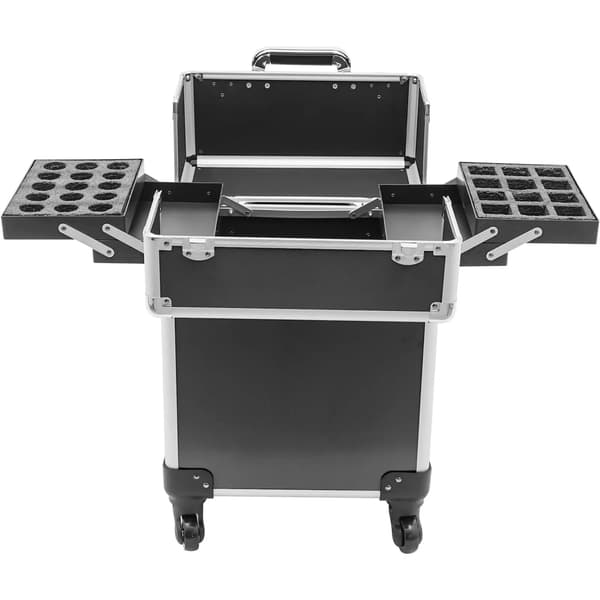 Makeup Train Case, 360° Drejbare Hjul, Stort Kapacitet Design,sort
