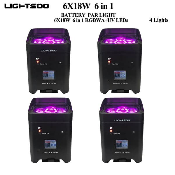 LED Par-lampa, Trådlös kontroll,4 Ljus, Svart