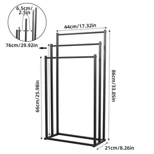 Håndklædeholder, Fritstående Design, Rustbestandig Konstruktion,sort-a