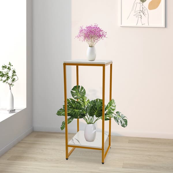Växtställning, Robust Konstruktion, Modern Minimalistisk Design,Guld och Vitt