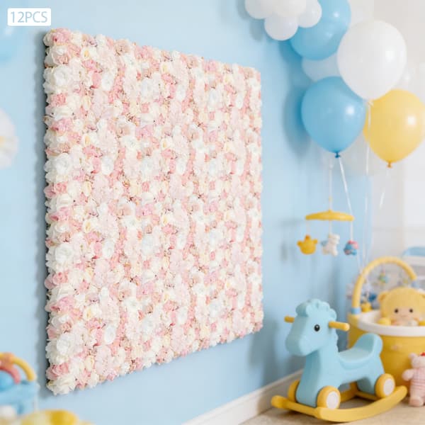 Blomväggspaneler, Realistiska Sidenblommor, Hållbar Dekoration,Rosa, M