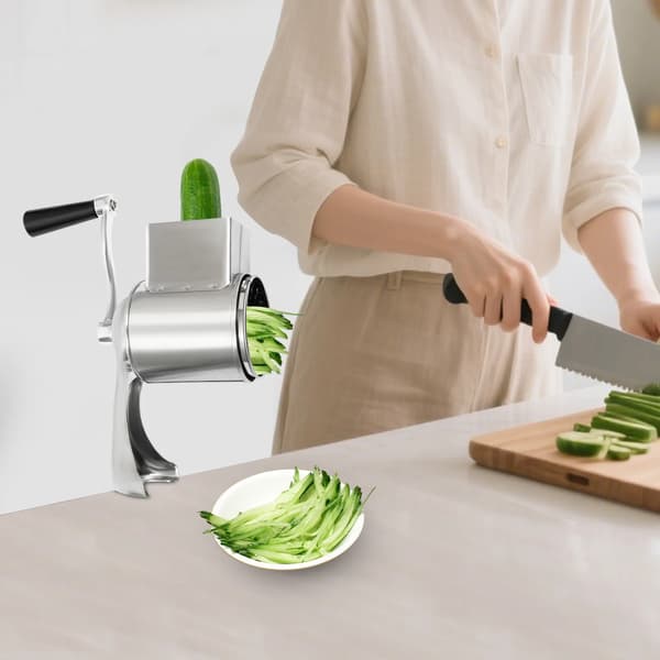 Grøntsagsskærer, Ergonomisk Design, Holdbare Rustfrit Stål Klinger,Lys Grå