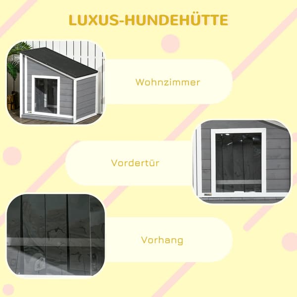 Hundhus, Väderbeständig Design, Fällbart Tak för Lätt Åtkomst,grå