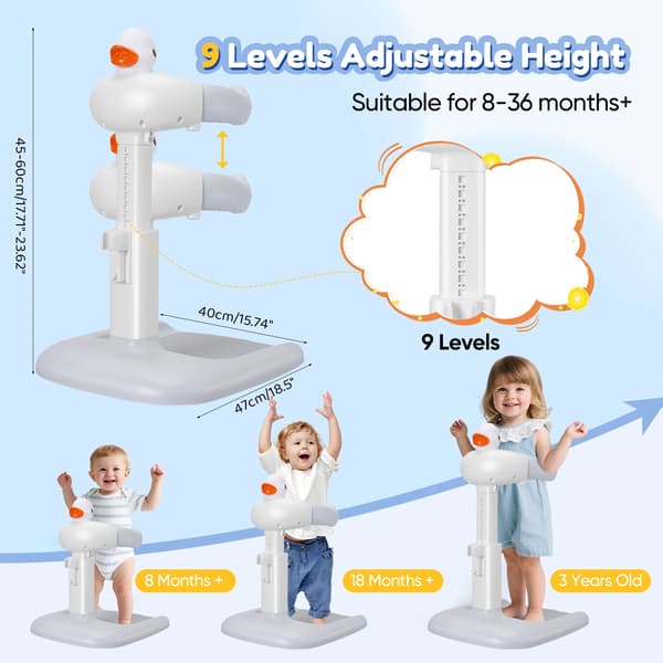 Babyduschställ, Höjdjusterbart 17.71\"-23.62\", Bredd justerbart 9.44\"-12.99\", Passar 8-36 månader, Stabil triangulär design, Verktygsfri montering