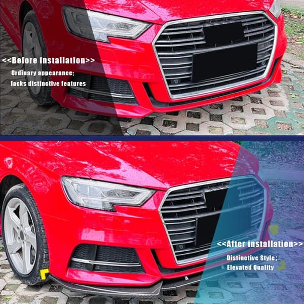 Front Bumper Splitter, Holdbart Plastik, Nem Installation,Klaver sort