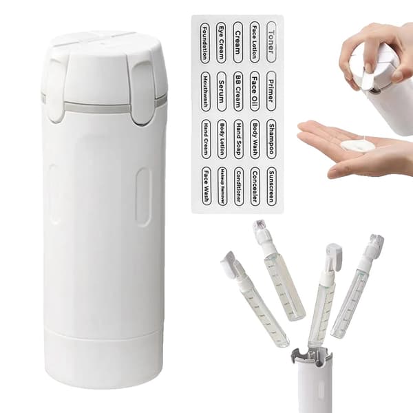Resedispenser, 4-i-1 Design, Läcksäker,VIT