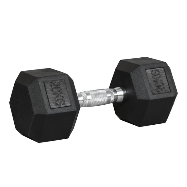 Käsipaino, 20 kg Valurautaa, Kumipinnoitettu,musta