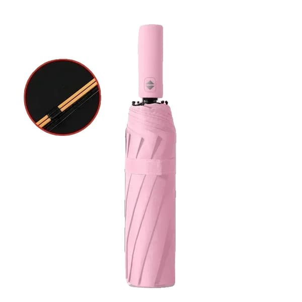 Paraply, Vindskyddat, Automatiskt Fällbart,Järn-d, rosa-24ben, 24K-d