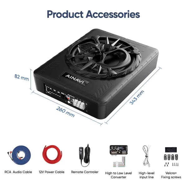 Bil Subwoofer, 800W Effekt, Slank Design,10 tommer