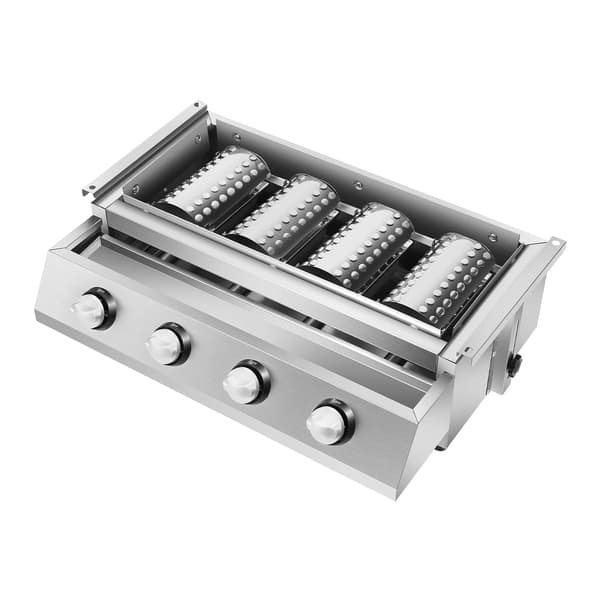 BBQ Grill, 4 Brennere, Rustfrit Stål Konstruktion,Sølv