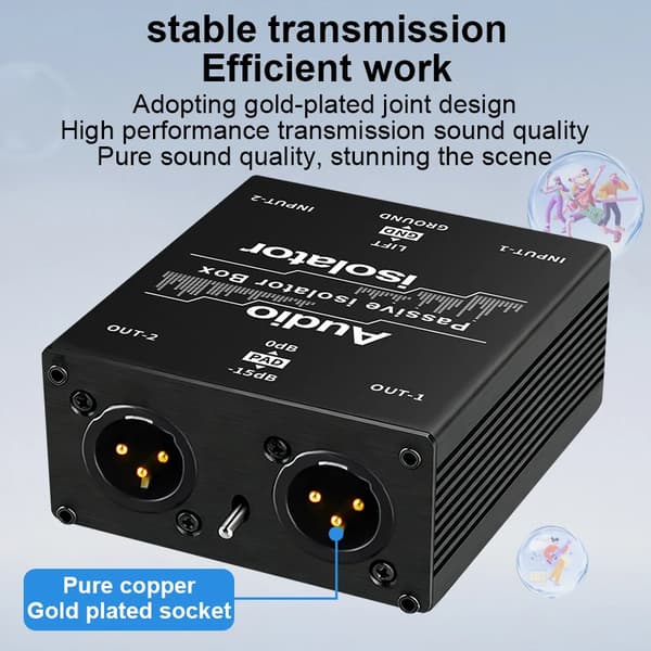 Audio Isolator, Støjreduktion, Dual Channel Support,Ingen stik, HTA3QR