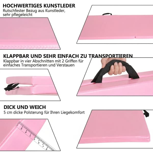 Træningsmåtte, Foldbart Design, Skridsikker Overflade,Pink