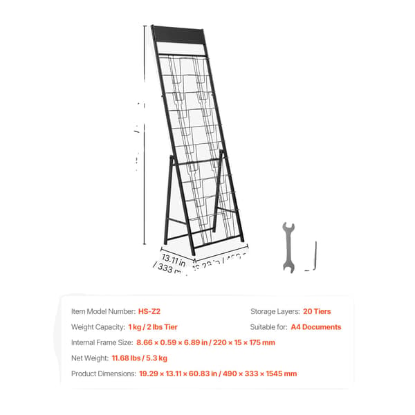 Magasinholder, Holdbart Metal Design, Nem Samling,20 niveauer