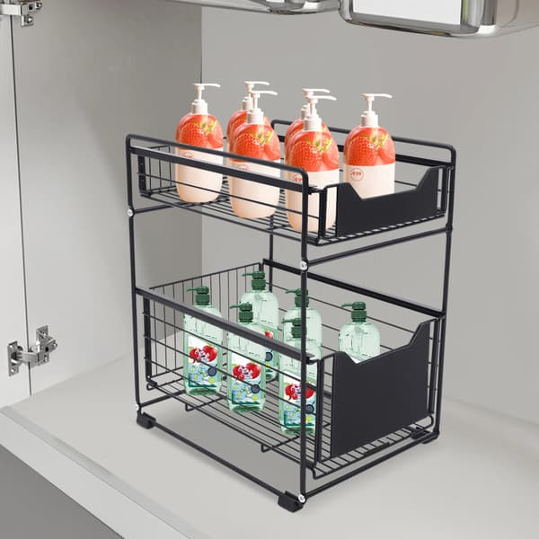 Organizer Rack, 2-lagers design, robust kolstål,svart