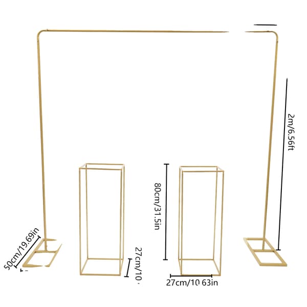 Metallblomsterställset, 2m bröllopsbåge, elegant vit och guld design,L, 80 cm Guld