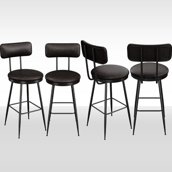 Barstol, PU-læder, Moderne Minimalistisk Design,Sort-4stk