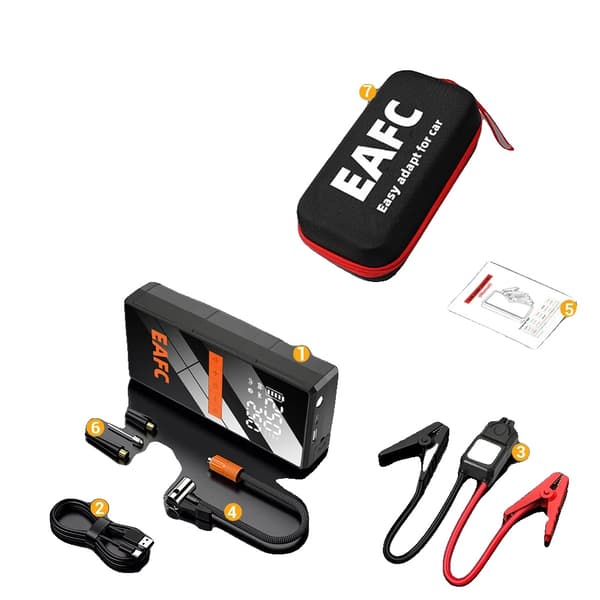Bilstartare, Bärbar Luftpump, Powerbank, Smart klipp med BOX