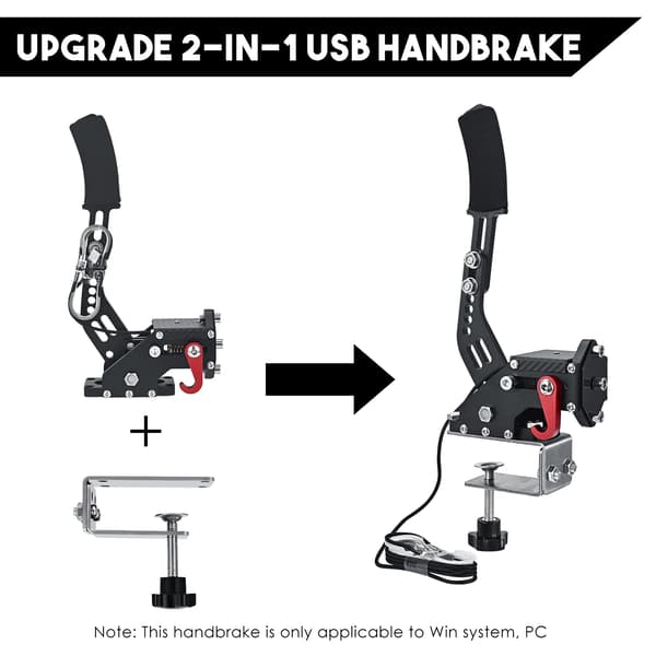 USB håndbremse, progressiv kontrol, justerbar højde,Rød