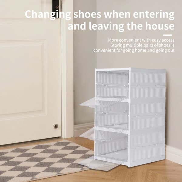 Skoopbevaringsskab, Foldbart, Stabelbart Design,hvid farve