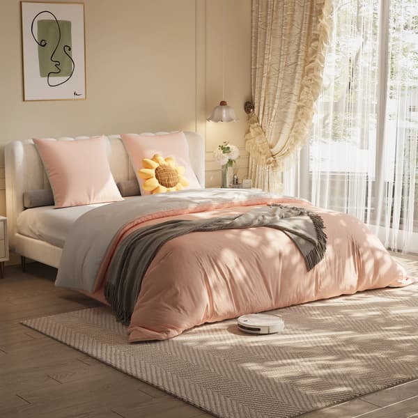 Påslakan Set, Modern Design, Mysigt Polyester Material,160x200cm-a, Rosa