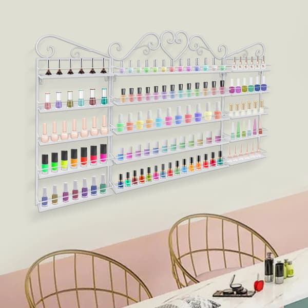Nagellack Förvaringsställ, Väggmonterad Design, Stor Kapacitet,VIT