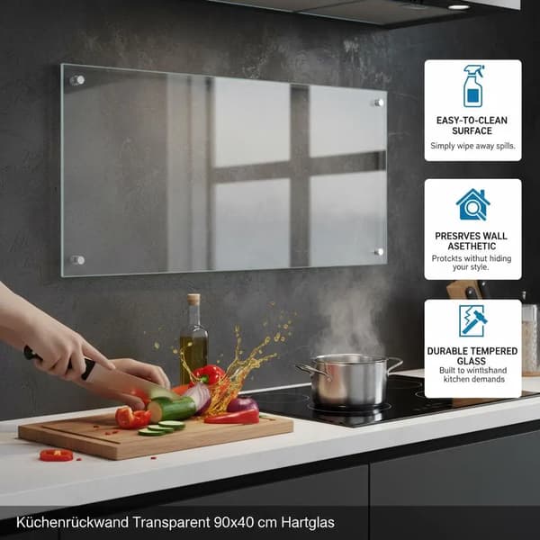 Køkken Backsplash, Tempereret Glas, Elegant Design,Gennemsigtig